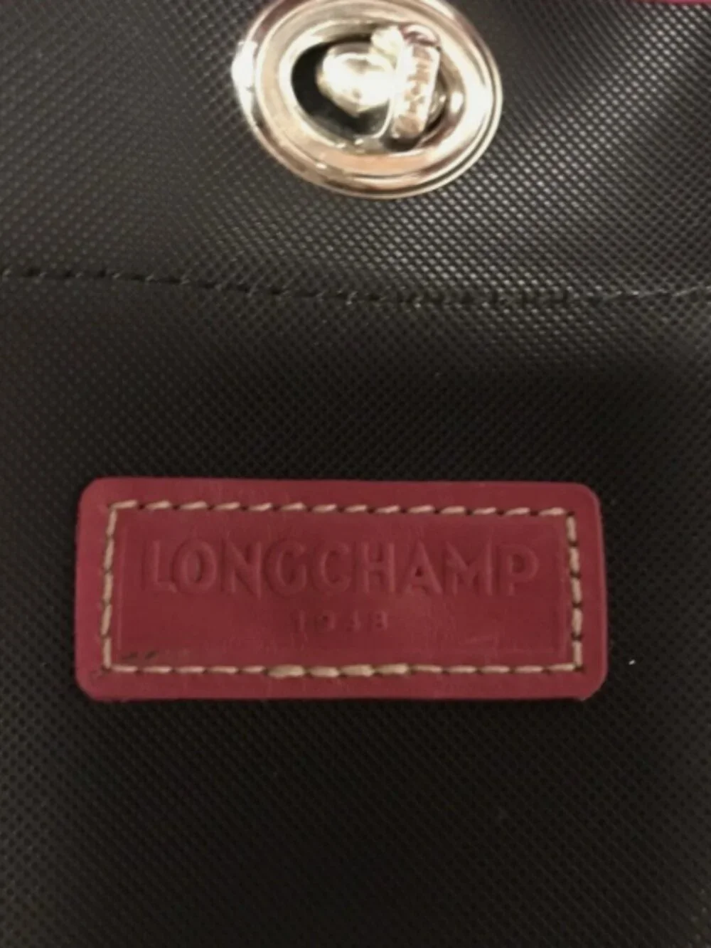 LONGCHAMP BLACK VINYL SHOULDER BAG